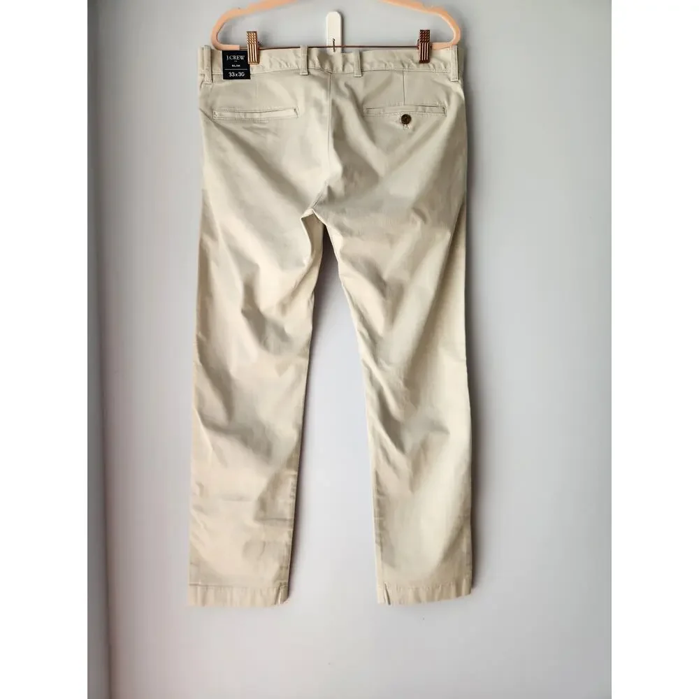 NWT J. CrewMen's Slim-Fit Flex Chino Pant Beige 33/30